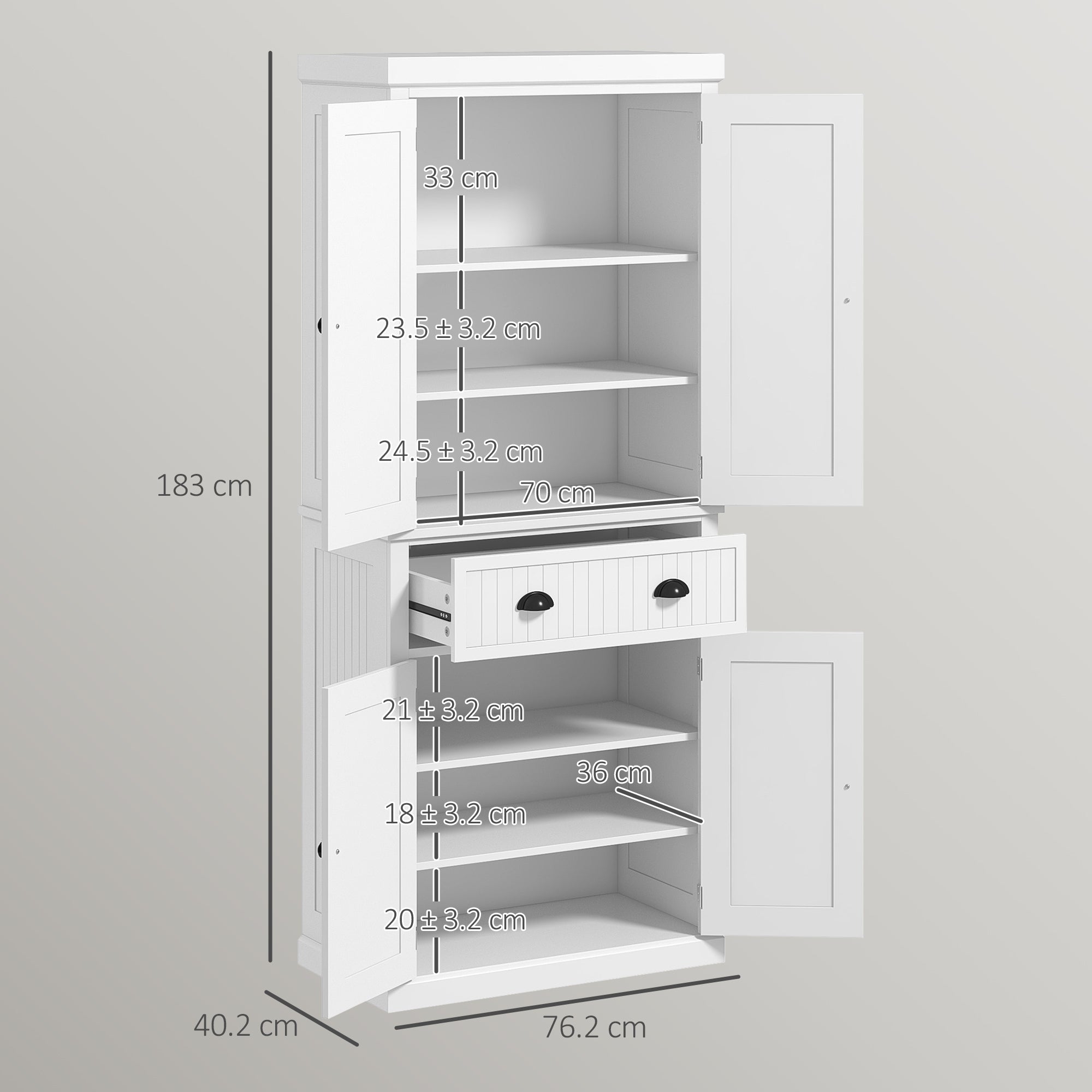 Kitchen Storage Cabinet With Drawer And Adjustable Shelves