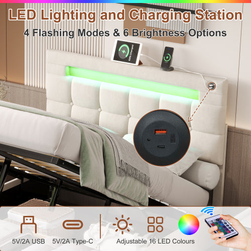 Double Ottoman Bed Frame With Hydraulic Storage