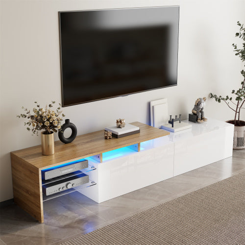 Modern TV Cabinet Design Stylish And Elegant, Glass Shelves, LED Lighting