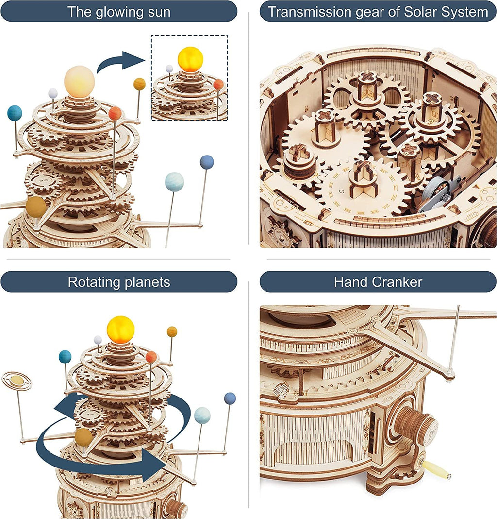Rotatable Mechanical Orrery 3D Wooden Puzzle