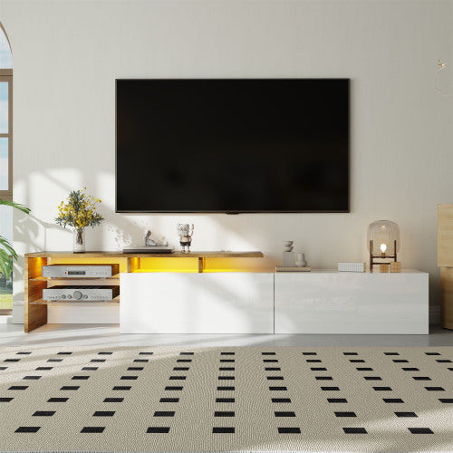 Modern TV Cabinet Design Stylish And Elegant, Glass Shelves, LED Lighting