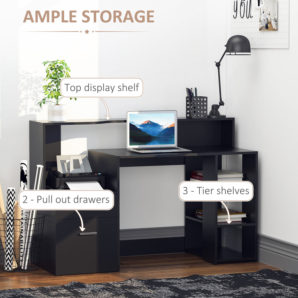 Computer Desk with Drawers & Shelves - Home Office Workstation